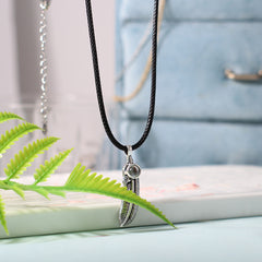 Personalisierte Feder Foto-Projektionskette aus 925 Silber – Unisex Kette mit Bild im Stein & Gravur