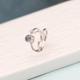 Personalisierter Foto-Projektionsring aus 925 Silber – Sonnen & Mond Design, 2-in-1 Ring, verstellbar