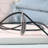 Personalisierte Feder Foto-Projektionskette aus 925 Silber – Unisex Kette mit Bild im Stein & Gravur