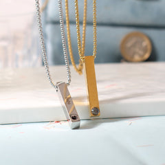 Personalisierte Bar Foto-Projektionskette für Herren mit Gravur – Kette mit Bild im Stein