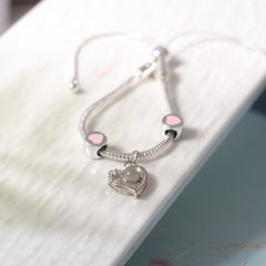 LUVIA Personalisierbares Foto-Projektionsarmband aus 925 Silber – DIY Charm Armband mit Herzanhänger & Gravur