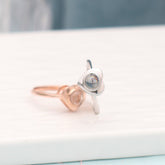 Personalisierter Foto-Projektionsring aus 925 Silber mit Herz – Bild im Stein, verstellbarer Ring