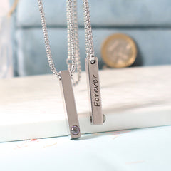 Personalisierte Bar Foto-Projektionskette für Herren mit Gravur – Kette mit Bild im Stein