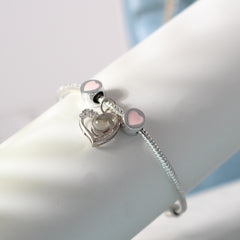 LUVIA Personalisierbares Foto-Projektionsarmband aus 925 Silber – DIY Charm Armband mit Herzanhänger & Gravur