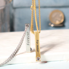 Personalisierte Bar Foto-Projektionskette für Herren mit Gravur – Kette mit Bild im Stein