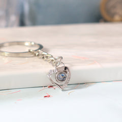 Personalisierter Herz Foto-Projektions Schlüsselanhänger – Schlüsselanhänger mit Bild im Stein & Zirkonia