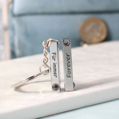 Personalisierter Foto-Projektionsschlüsselanhänger mit Gravur – Bar Schlüsselanhänger mit Bild im Stein