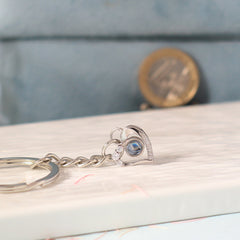 Personalisierter Herz Foto-Projektions Schlüsselanhänger – Schlüsselanhänger mit Bild im Stein & Zirkonia