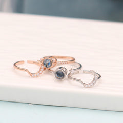 Personalisierter Foto-Projektionsring aus 925 Silber – Sonnen & Mond Design, 2-in-1 Ring, verstellbar