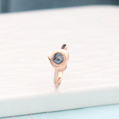 Personalisierter Foto-Projektionsring aus 925 Silber mit Herz – Bild im Stein, verstellbarer Ring